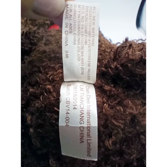 Bear Plush Dan Dee Teddy Dark Brown Red Heart Eye Paws 13 In Soft Stuffed Animal - Picture 13 of 14